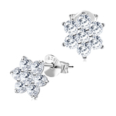 Flower Shaped CZ Stones Stud Earring STS-2967